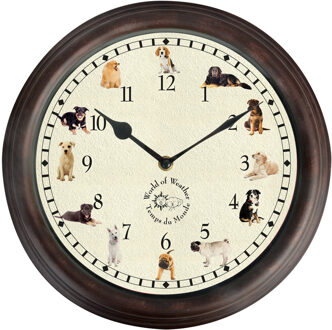 Wandklok met hondengeluiden - 30 x 5 cm - Woondecoratie - Kantoor - Klokken