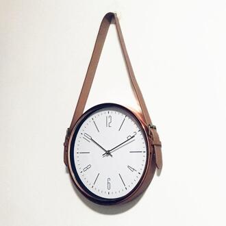 Wandklok Modern Home Decoratie Accessoires Creatieve Riem Wandklokken Rose Gold Metal Digitale Horloges