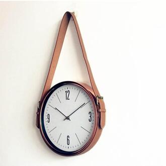 Wandklok Modern Home Decoratie Accessoires Creatieve Riem Wandklokken Rose Gold Metal Digitale Horloges