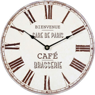 Wandklok/muur klok - cafe brasserie klok - D30 cm - mdf