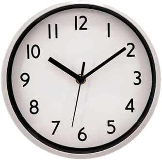 Wandklok/muur klok - D20 cm - kunststof - zilver - woonkamer/keuken