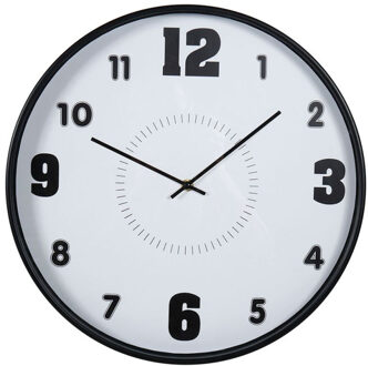 Wandklok/muur klok - D40 cm - kunststof - zwart - keuken/kamer