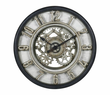 Wandklok/muur klok Industrial Vintage Metal - Dia 51 cm - kunststof/glas - zwart/grijs