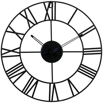 Wandklok/muur klok - Nautisch - D36 cm - metaal - zwart - keuken/kamer