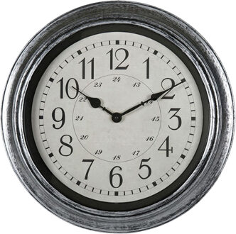 Wandklok/muur klok - Old School - D40 cm - kunststof - zwart - keuken/kamer