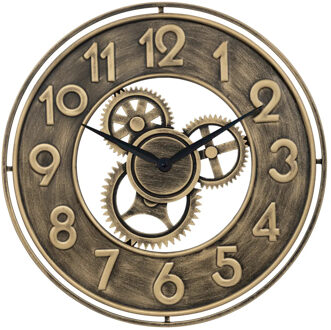 Wandklok/muur klok Roma Gold - Vintage Metal - D48 cm