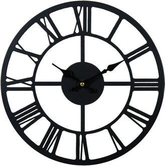 Wandklok/muur klok Uliss - D30 cm - metaal - zwart - keuken/kamer