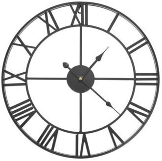 Wandklok/muur klok Vintage - metaal - zwart - D47 cm - 3D ontwerp