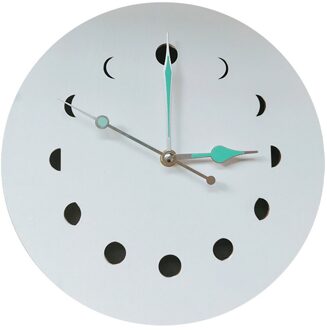 Wandklok Nordic Stijl 3D Diy Wanddecoratie Lichtgevende Wandklok Houten Maan Wandklok Cyclus Thuis Klok Wall Art B