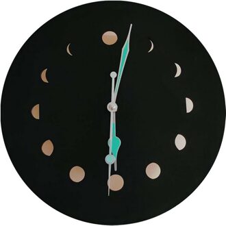 Wandklok Nordic Stijl 3D Diy Wanddecoratie Lichtgevende Wandklok Houten Maan Wandklok Cyclus Thuis Klok Wall Art