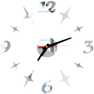 Wandklok Quartz Horloge Reloj De Pared Modern Grote Decoratieve Klokken Europa Acryl Stickers Woonkamer Clok Zilver