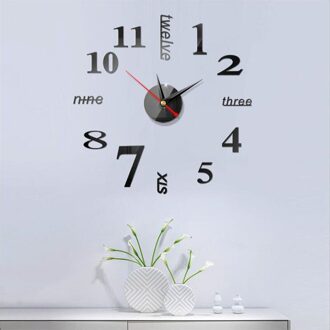 Wandklok Stickers 3D Modern Horloge Keuken Quartz Naald Acryl Woondecoratie Woonkamer Stille Antieke Ronde Acryl 4