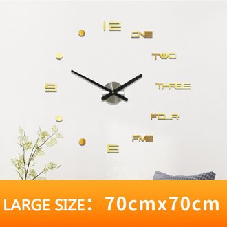 Wandklok Stickers 3D Modern Horloge Keuken Quartz Naald Acryl Woondecoratie Woonkamer Stille Antieke Ronde Acryl gouden groot