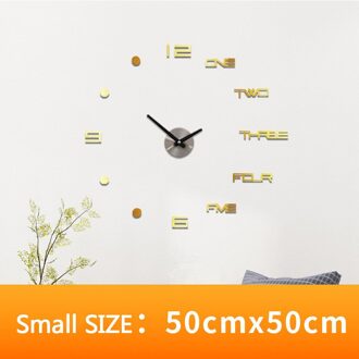 Wandklok Stickers 3D Modern Horloge Keuken Quartz Naald Acryl Woondecoratie Woonkamer Stille Antieke Ronde Acryl gouden klein