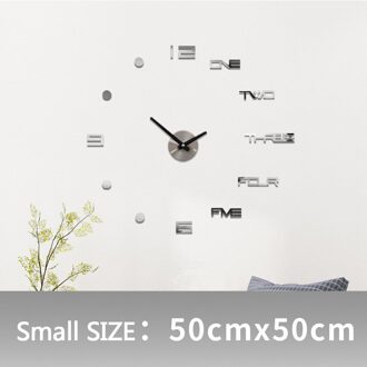 Wandklok Stickers 3D Modern Horloge Keuken Quartz Naald Acryl Woondecoratie Woonkamer Stille Antieke Ronde Acryl zilverachtig klein