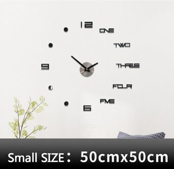 Wandklok Stickers 3D Modern Horloge Keuken Quartz Naald Acryl Woondecoratie Woonkamer Stille Antieke Ronde Acryl zwart klein