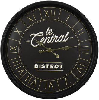 Wandklok Vintage bistro - zwart - kunststof - D50 cm