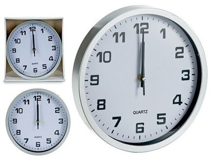 Wandklok Zilver (25X3,6X25 Cm)