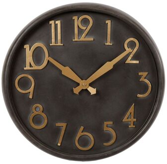Wandklok Zwart Metaal - Ø40 cm Goud, Zwart