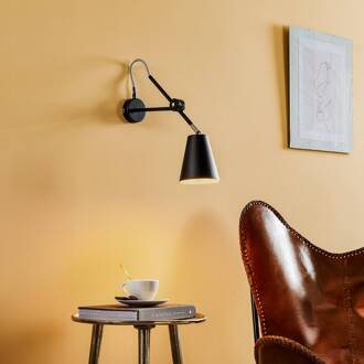 Wandlamp 1008, 1-lamp, zwart zwart, wit