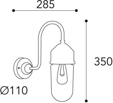 Wandlamp 1950N antiek messing, recht glas helder antiek-messing