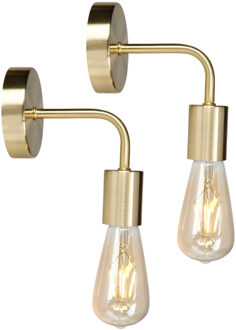 Wandlamp - 2x - goud - metaal - chique - E27 - binnen / woonkamer