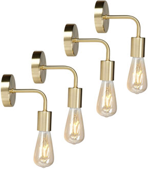Wandlamp - 4x - goud - metaal - chique - E27 - binnen / woonkamer