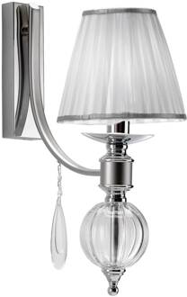 Wandlamp 7330 in chroom met glasdruppels chroom, wit, transparant