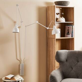 Wandlamp 814, verstelbaar, 2-lamps, wit