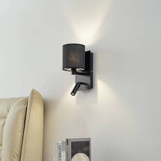 wandlamp Aiden, 30 cm, zwart, LED leeslampje, E14