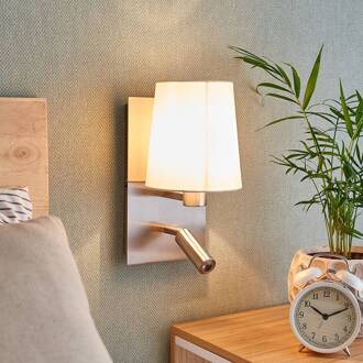 wandlamp Aiden, wit, nikkel, LED leeslampje wit, nikkel