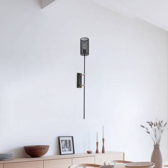Wandlamp Alek zwart/messing in fakkelvorm zwart, messing