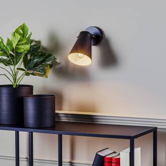 Wandlamp Amos, zwart, 1-lamp zwart, wit