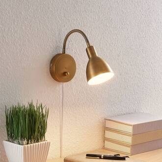 wandlamp Amrei, brons antiek, 42 cm, stekker, dimbaar antiek messing