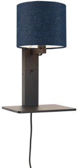 Wandlamp Andes - Bamboe Zwart|Blauw - 19x24x36cm