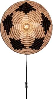 Wandlamp Andros dia. 45cm, zw/nat/wit Naturel / Wit / Zwart