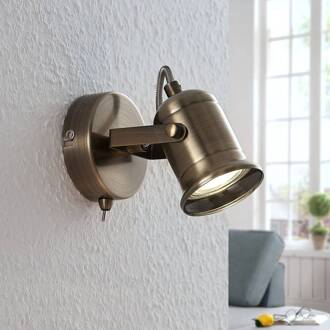 wandlamp Anze, 10 m, brons antiek, schakelaar antiek messing