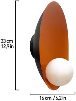 Wandlamp Aphrodite, oranje, Ø 33 cm, metaal, G9 oranje, wit