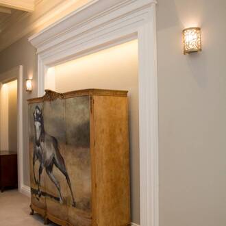 Wandlamp Arabesque 19cm gepatineerd bladzilver, ivoor