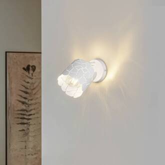 wandlamp Aralena, wit, 1-lamp, metaal, Ø 12 cm
