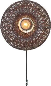 Wandlamp Arizona bamboe/kap ø50x23cm burgundy, S