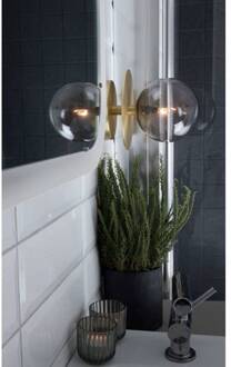 wandlamp ART DECO, messing/grijs Ø 16 cm IP44 geborsteld messing, rookgrijs