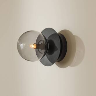 wandlamp ART DECO, zwart/grijs Ø 16 cm IP44 rookgrijs, zwart