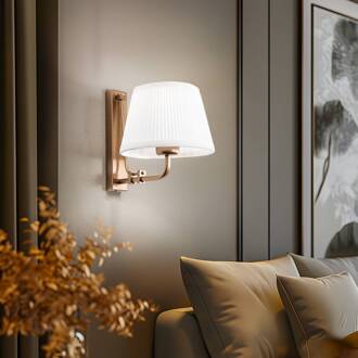 Wandlamp Atro, oud goud met witte kap oud goud, wit