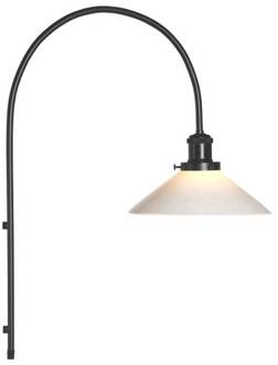 wandlamp August, opaal, glad glas, Ø 25 cm zwart, opaal