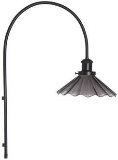 wandlamp August, zwart, gegolfd glas, Ø 25 cm