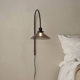 wandlamp August, zwart, glad glas, Ø 25 cm