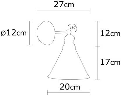 Wandlamp Berceste, zwart/goud, metaal, hoogte 29 cm zwart, goud