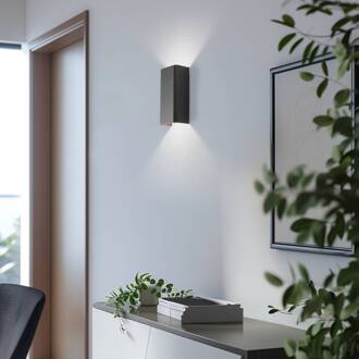 Wandlamp Bergen, donkergrijs, metaal, 23 cm hoog, GU10