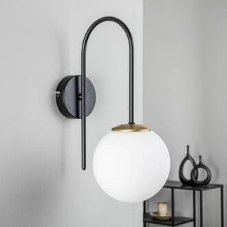 Wandlamp Berlijn zwart/messing zwart, wit, messing